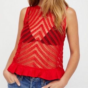 FREE PEOPLE RED SHE’S A DOLL TANK SZ L